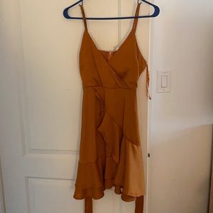 Orange wrap dress
